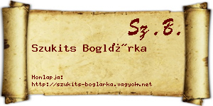 Szukits Boglárka névjegykártya
